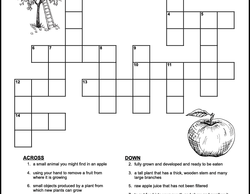 Printable Apple Crossword Puzzle For Kids Tree Valley Academy