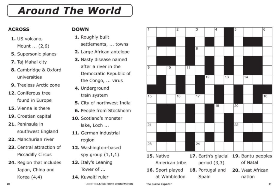Printable Crossword Puzzles With Solutions Worksheets Library