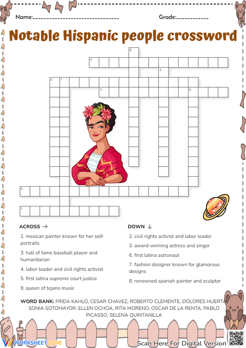 Printable Grade 7 Crossword Worksheets