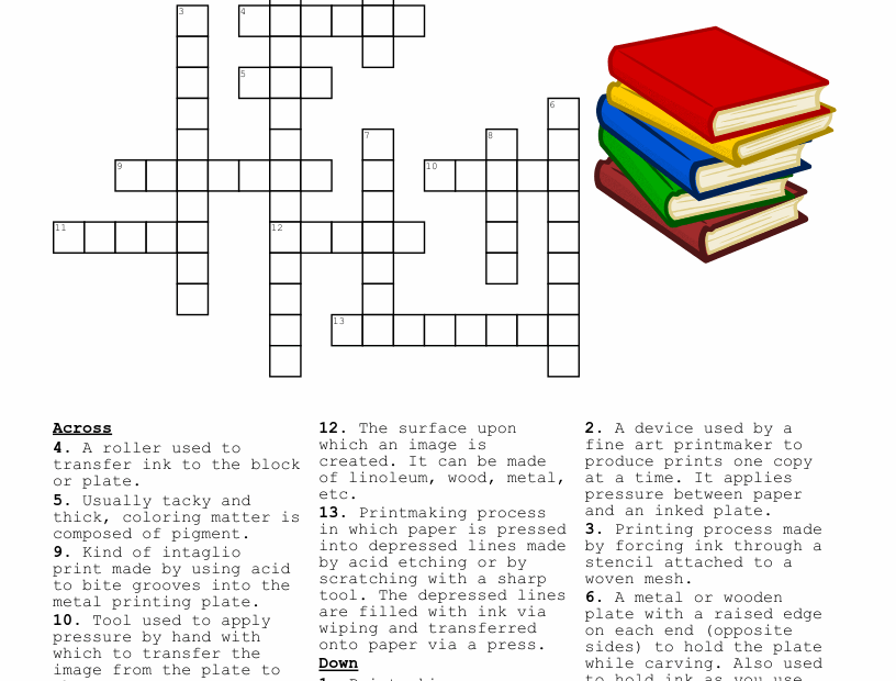 Printmaking Crossword WordMint