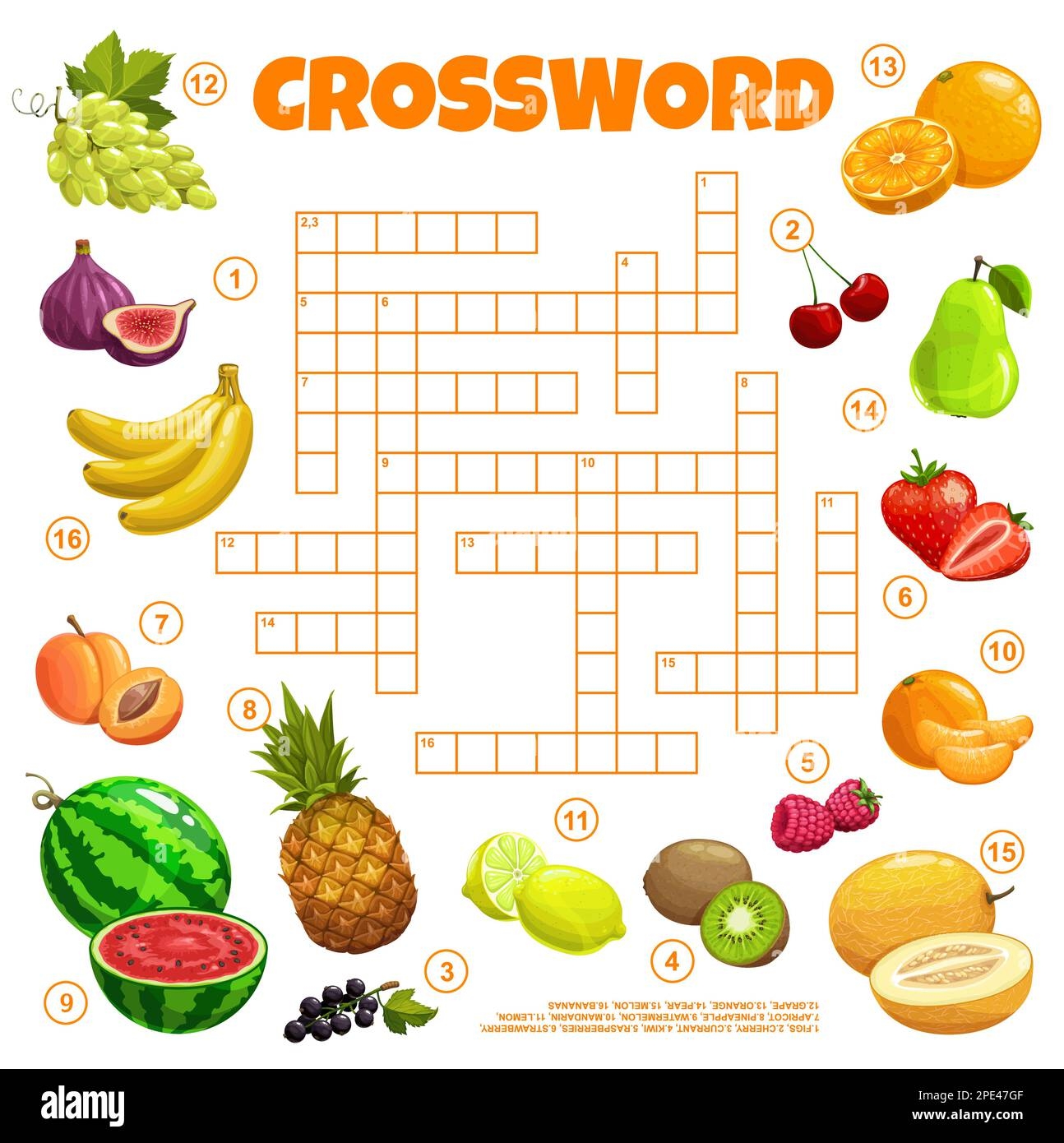 Raw Farm Fruits And Berries Crossword Grid Find A Word Quiz Game 