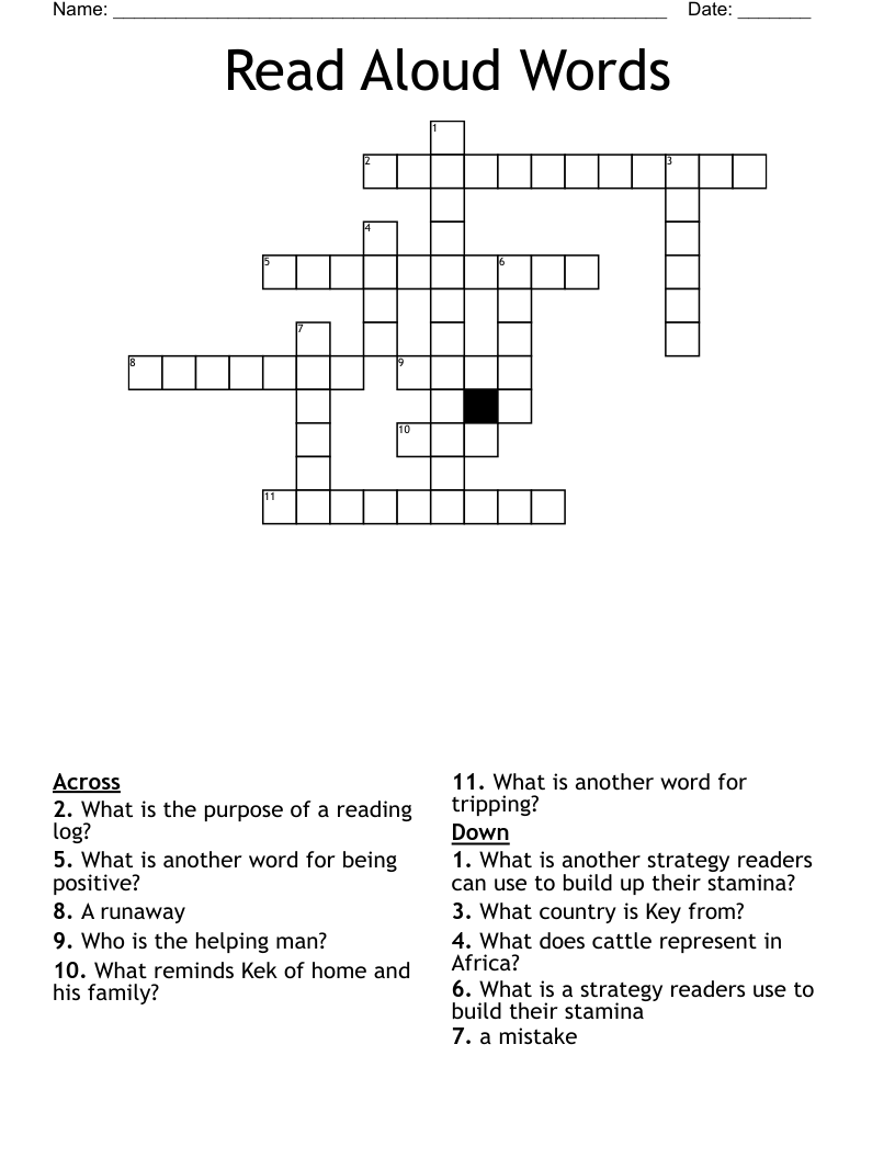 Read Aloud Words Crossword WordMint