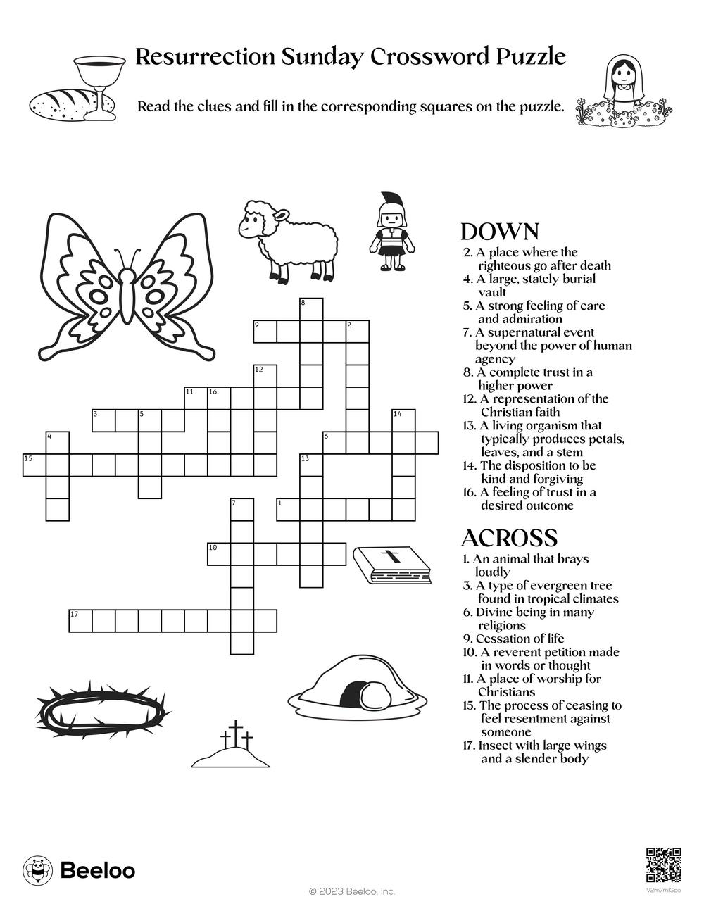 Resurrection Sunday Crossword Puzzle Beeloo Printable Crafts And 