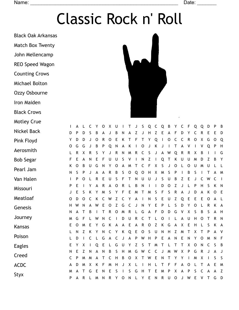 Rock n Roll U0026 Blues Crossword WordMint