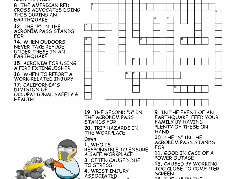 Safety Crossword Puzzle WordMint