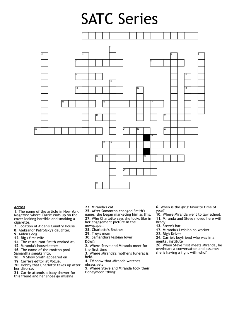 SATC Series Crossword WordMint