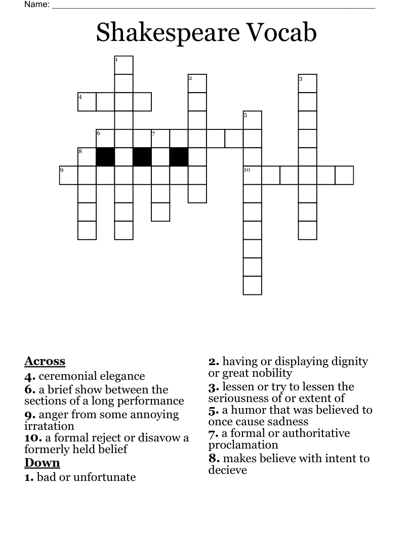 Scene 1 Crossword WordMint