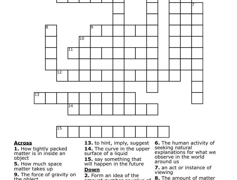 Science Crossword Puzzle WordMint