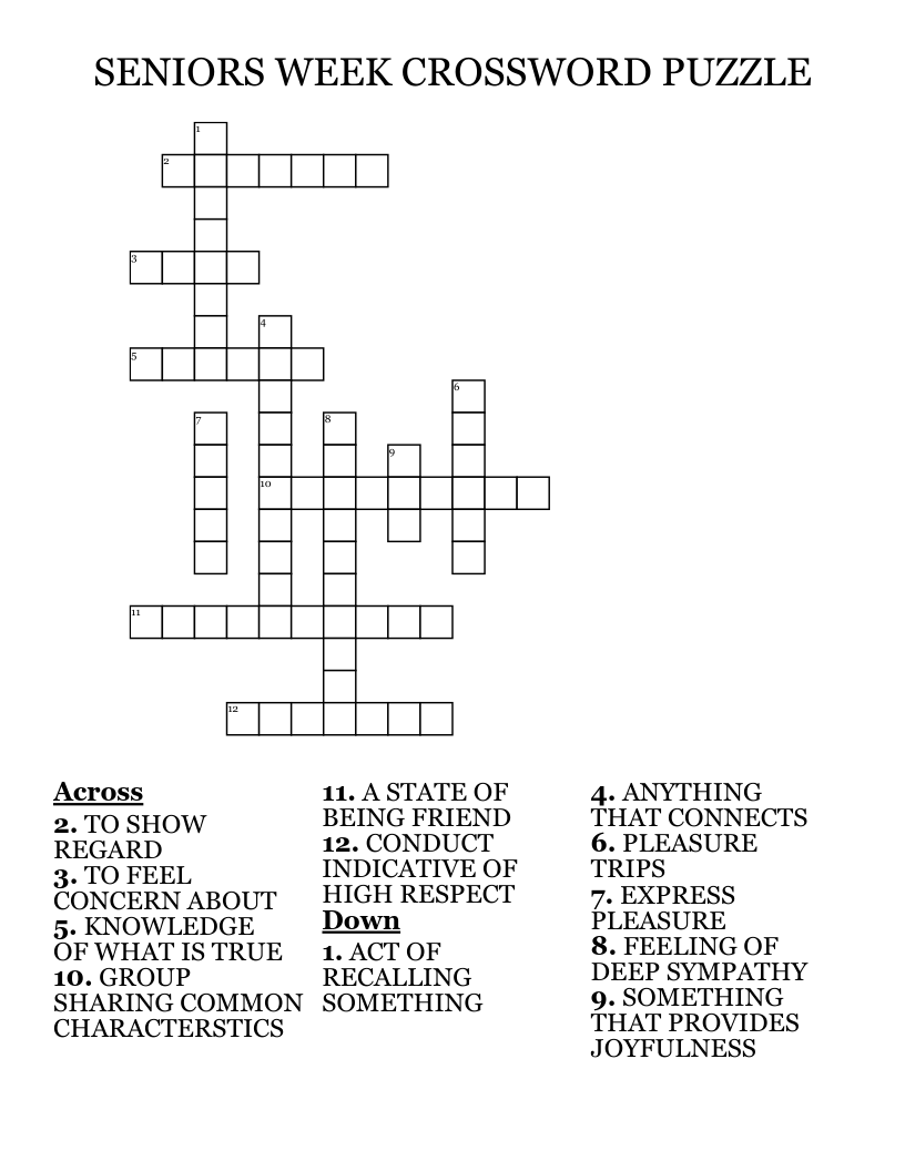 Senior Crosswords Printable Crossword
