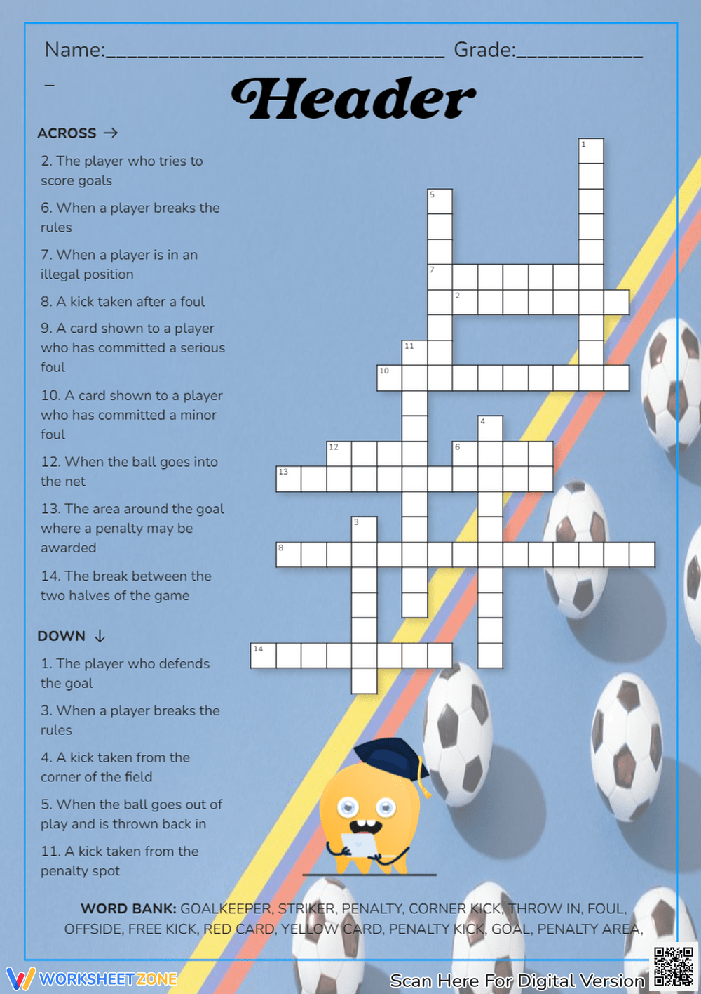 Soccer Crossword Puzzle Worksheets U0026 Printable