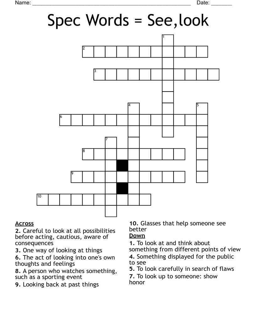 Spec Words U003d See look Crossword WordMint