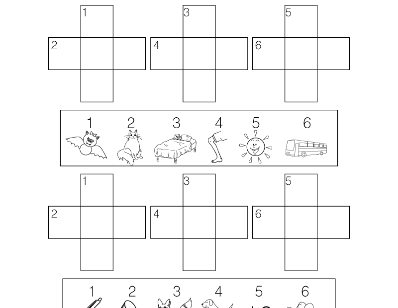 Spelling Crossword Puzzle Worksheet For 1st Grade Free Printable