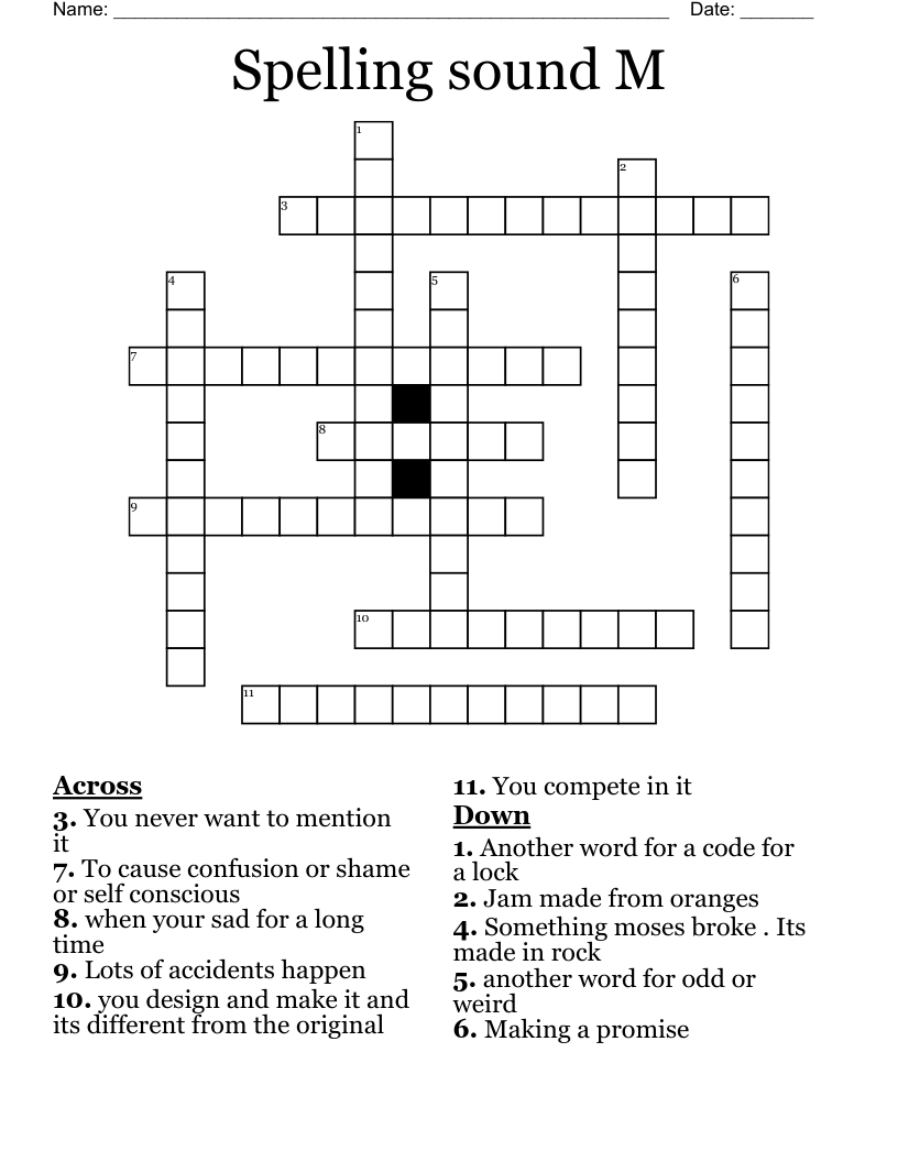 Spelling Sound M Crossword WordMint