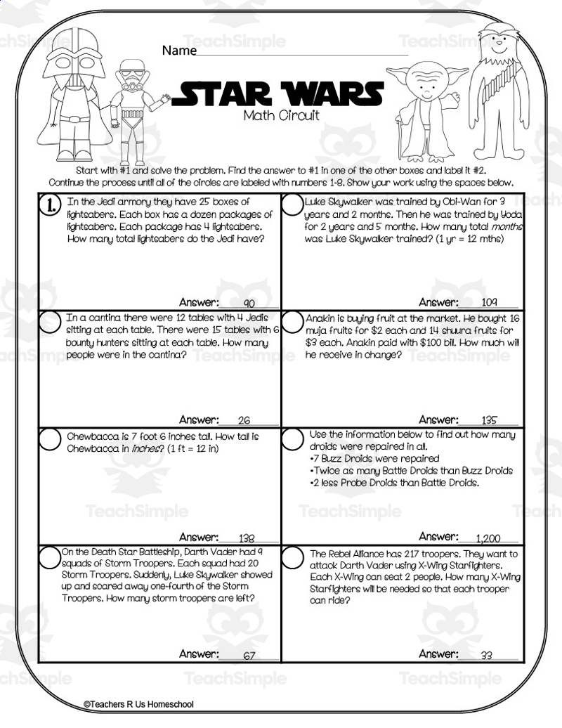 Star Wars Circuit And Crossword Packet