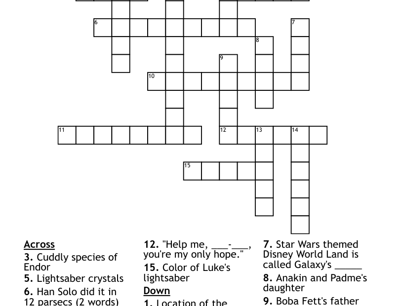 Star Wars Crossword WordMint