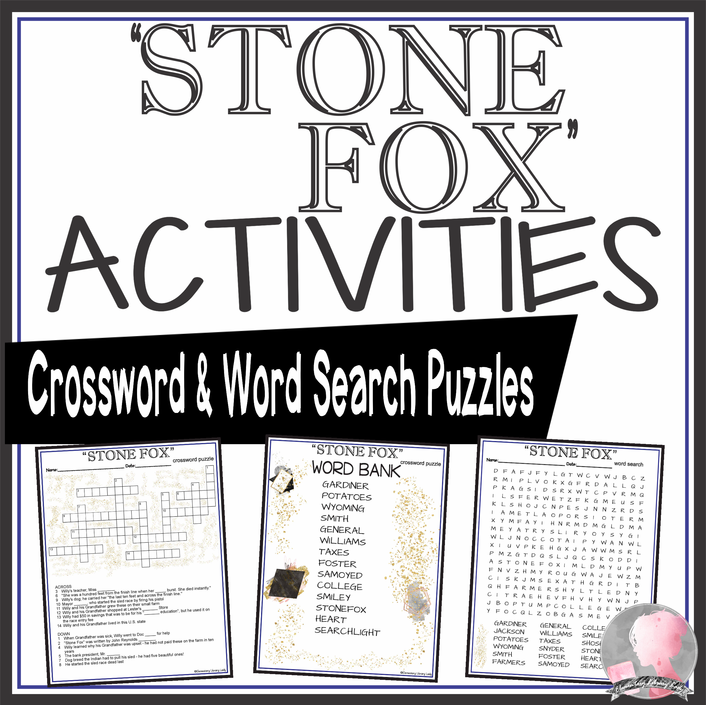 Stone Fox Activities Gardiner Crossword Puzzle And Word Search 