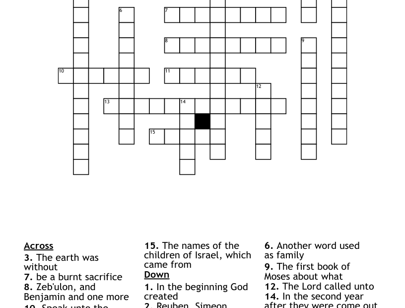 Sunday School Crossword WordMint