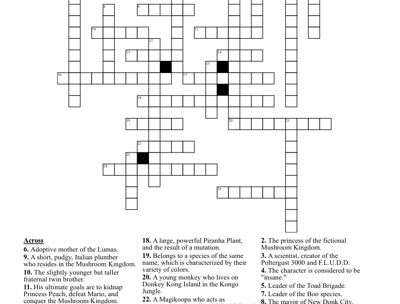 Super Mario Crossword WordMint