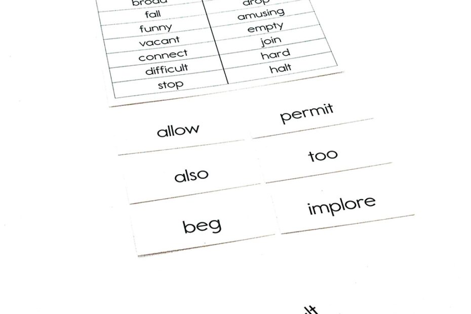 Synonyms Childrens House Montessori Materials