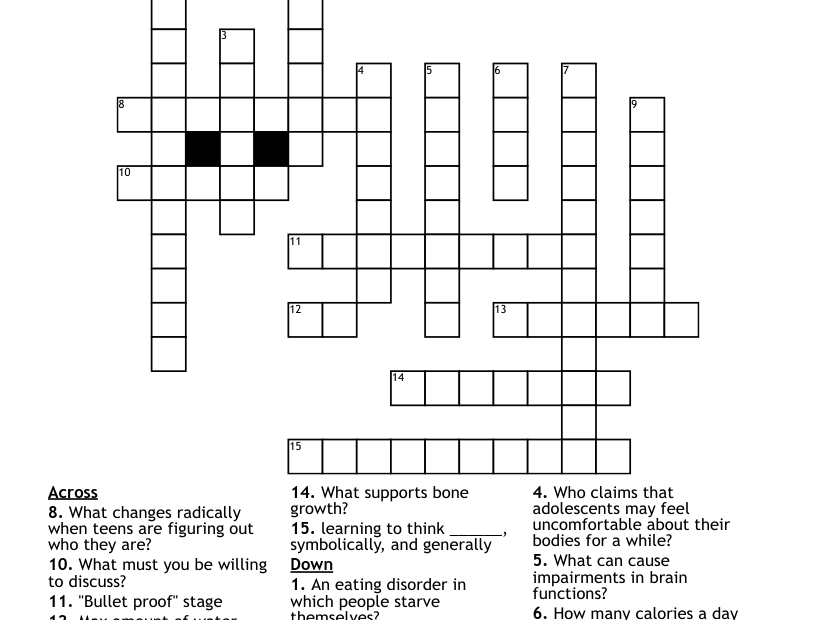 Teen Crossword WordMint