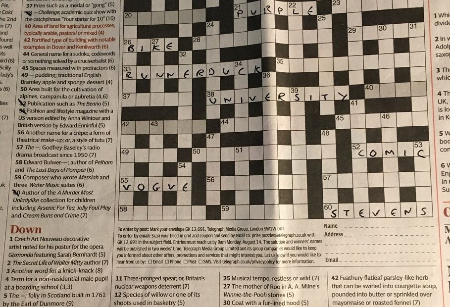 Telegraph Crossword 60 Across Can You Guess The Answer