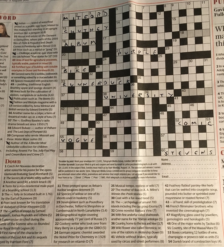 Telegraph Crossword 60 Across Can You Guess The Answer 