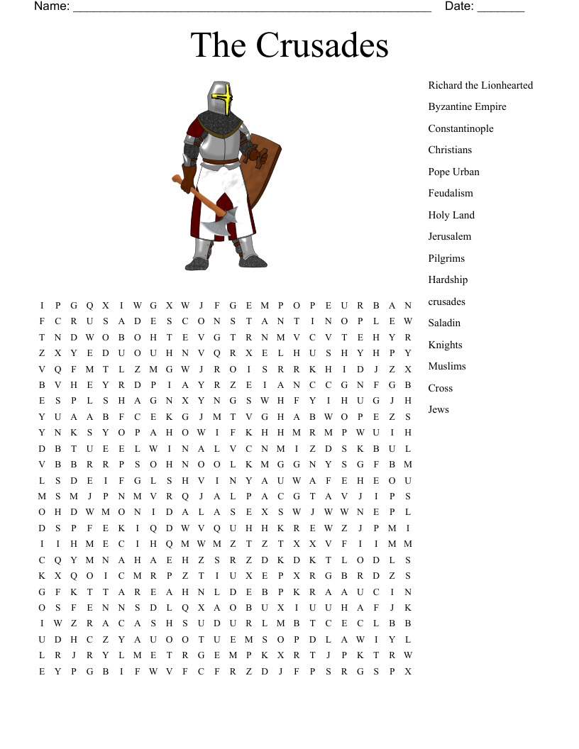 The Crusades Word Search WordMint