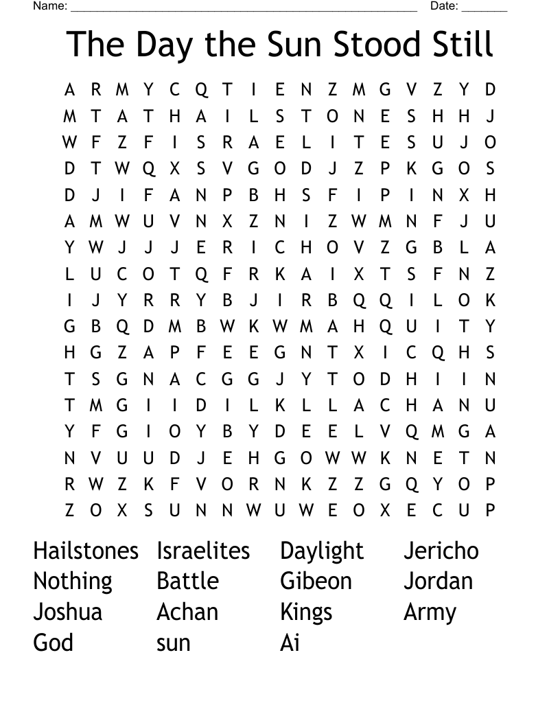 The Day The Sun Stood Still Word Search WordMint