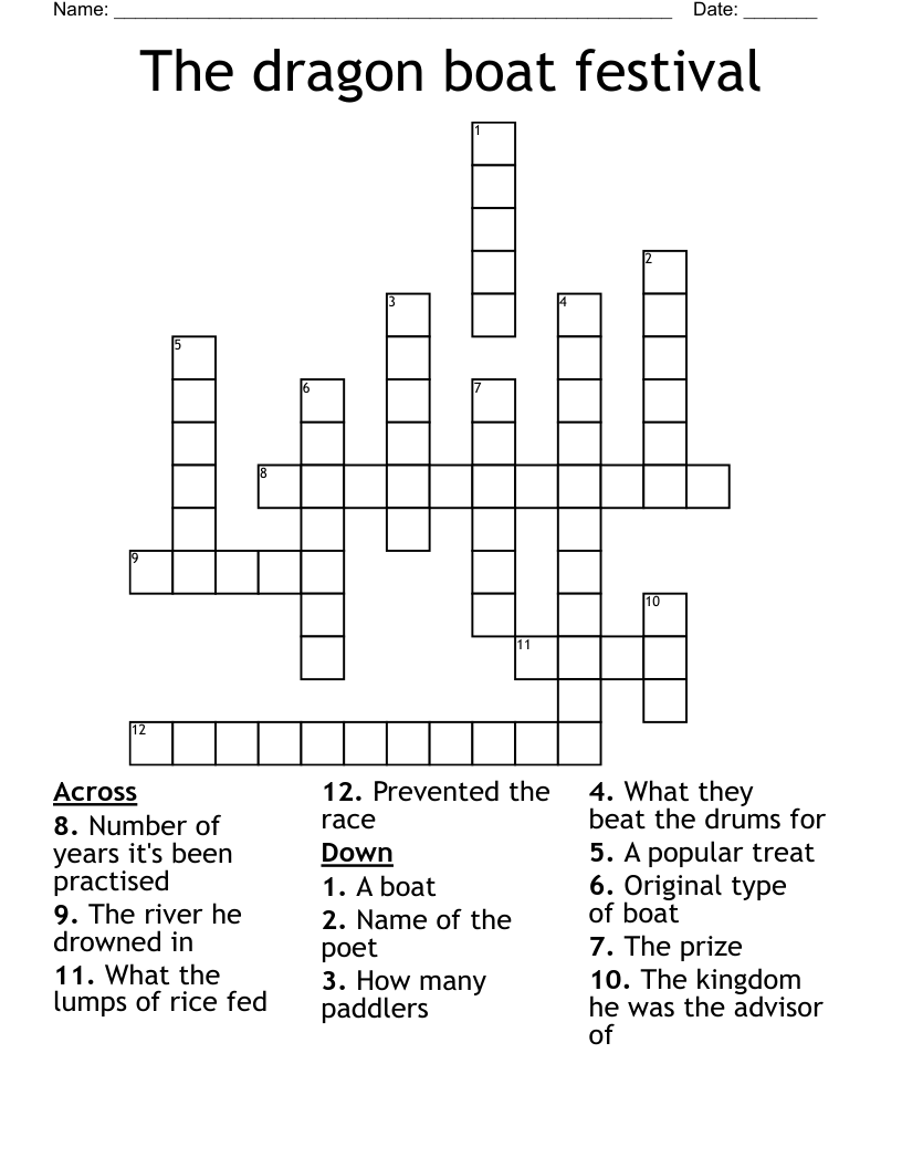 The Dragon Boat Festival Crossword WordMint