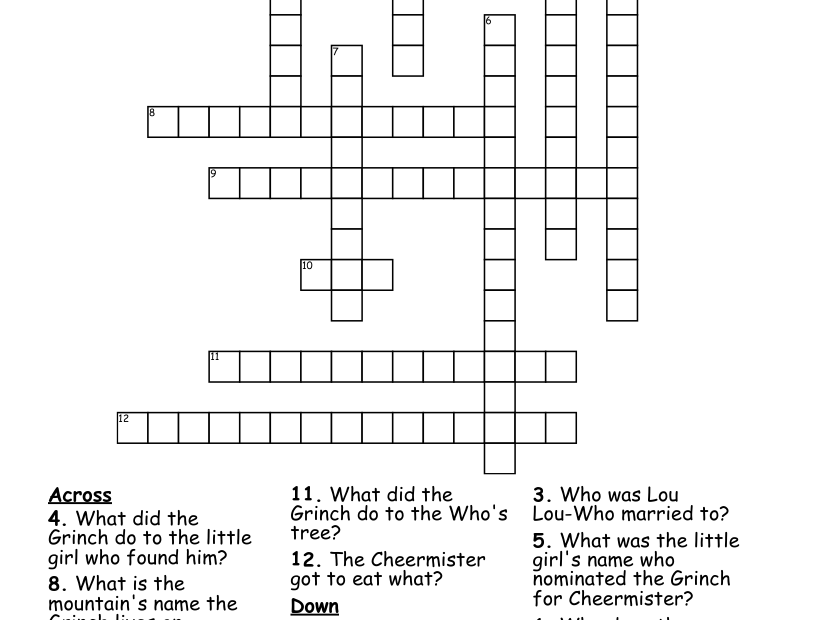 The Grinch s Puzzle Crossword WordMint