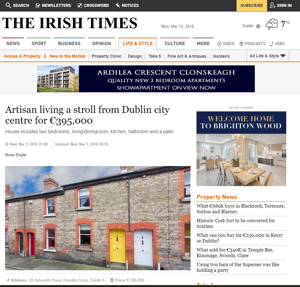 The Irish Times Artisan Living A Stroll From Dublin City Centre For 395 000 Owen Reilly