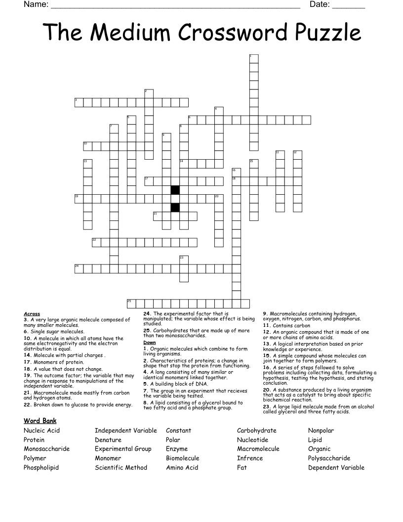 The Medium Crossword Puzzle WordMint