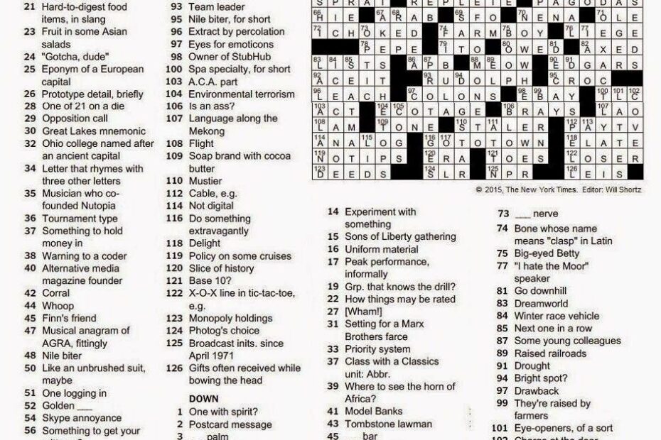 The New York Times Crossword In Gothic Worksheets Library