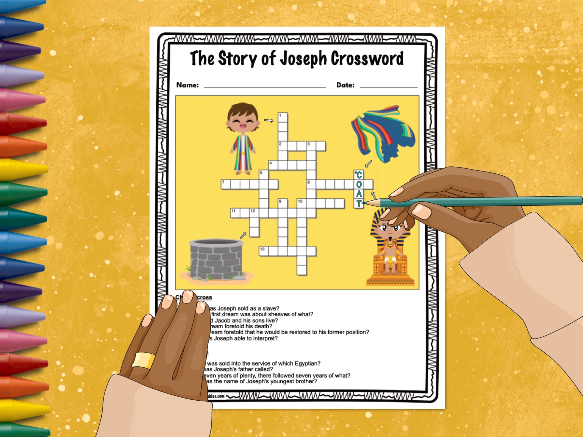 The Story Of Joseph Crossword Puzzle Printable Teaching Resources
