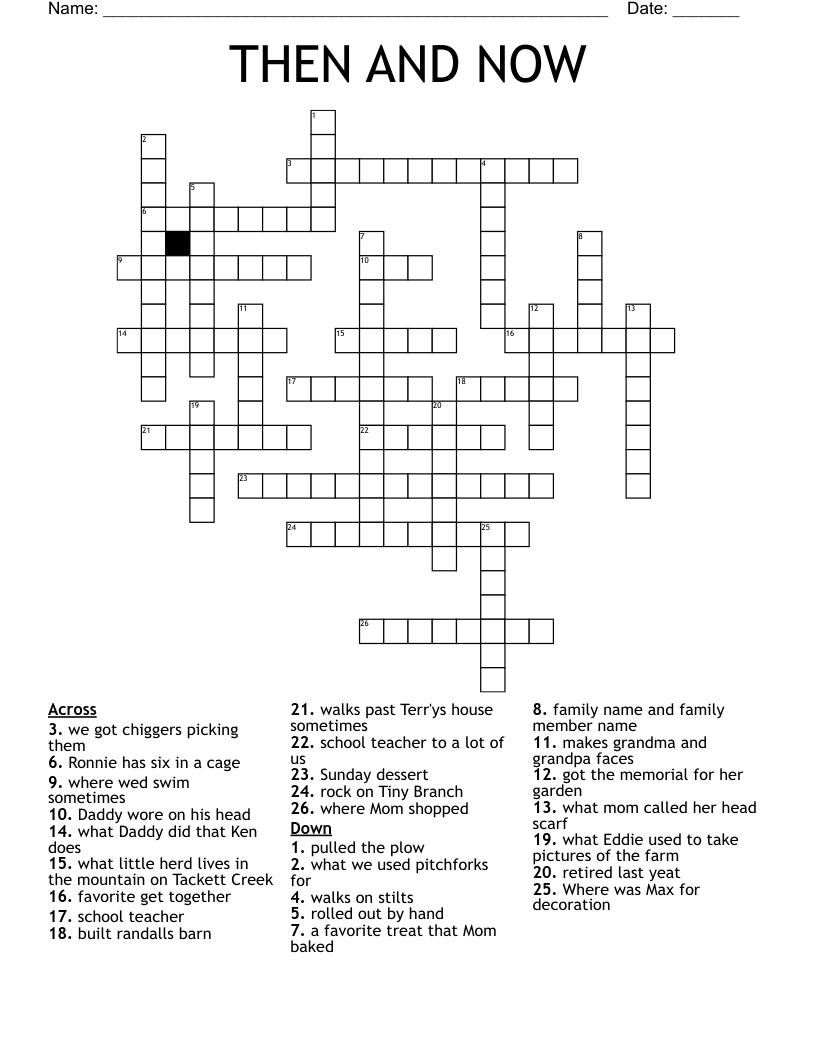 THEN AND NOW Crossword WordMint