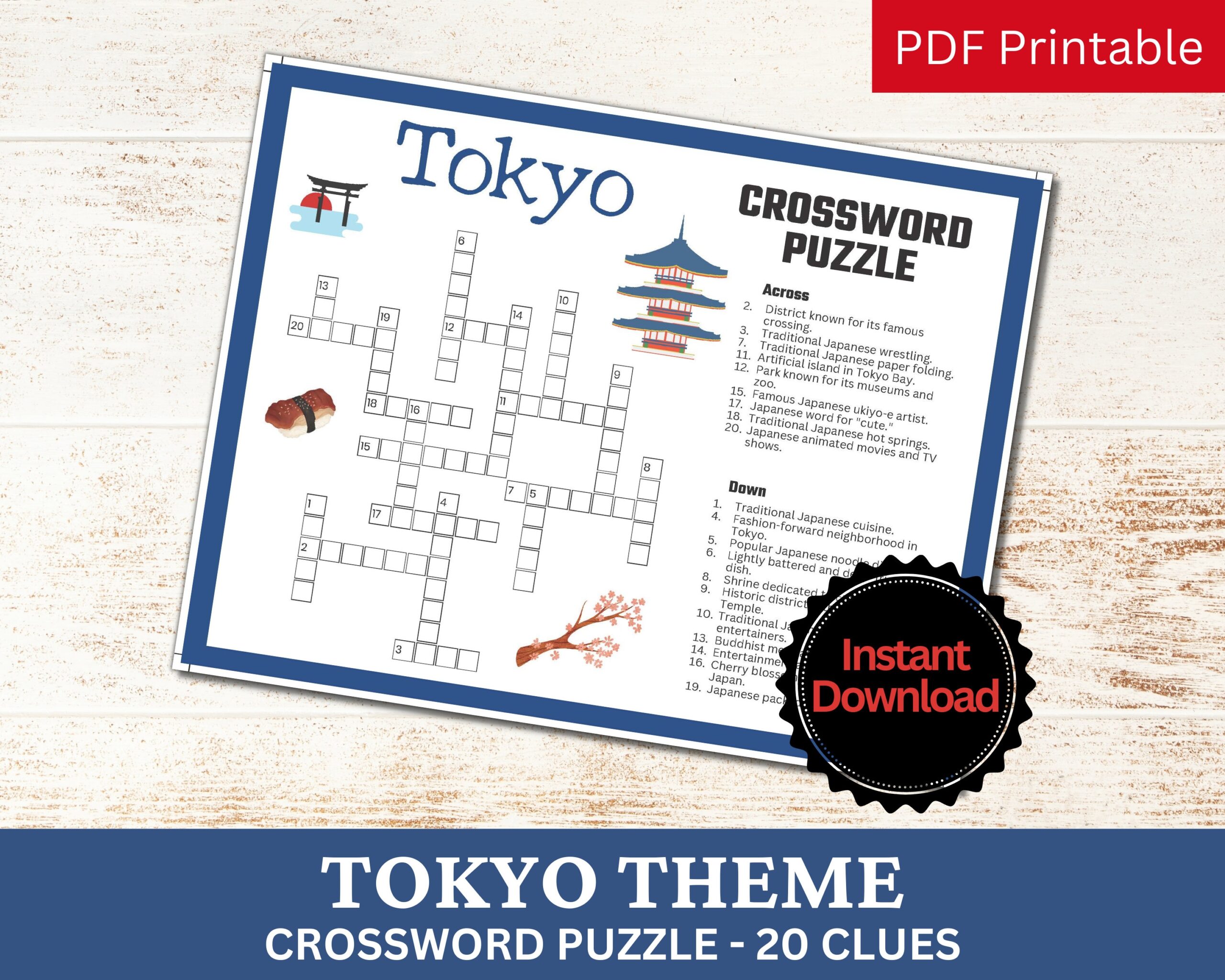 Tokyo Kreuzwortr tsel Druckbares Spiel Spa Travel Club Thema Geburtstag Aktivit t Japan Country Traveler Party Stadt Sammeln Wortspiel PDF Etsy de