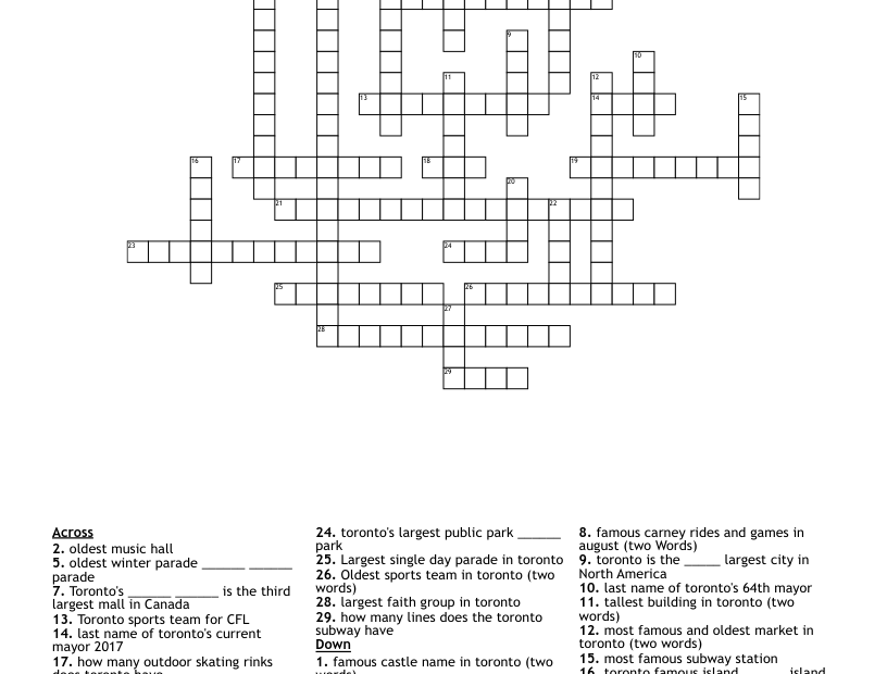 TORONTO Crossword WordMint