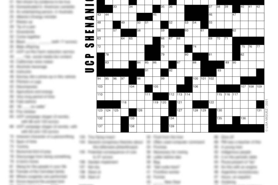 UCP Shenanigans 2 0 FREE Printable Crossword Puzzle Grafxbylisa Worksheets Library