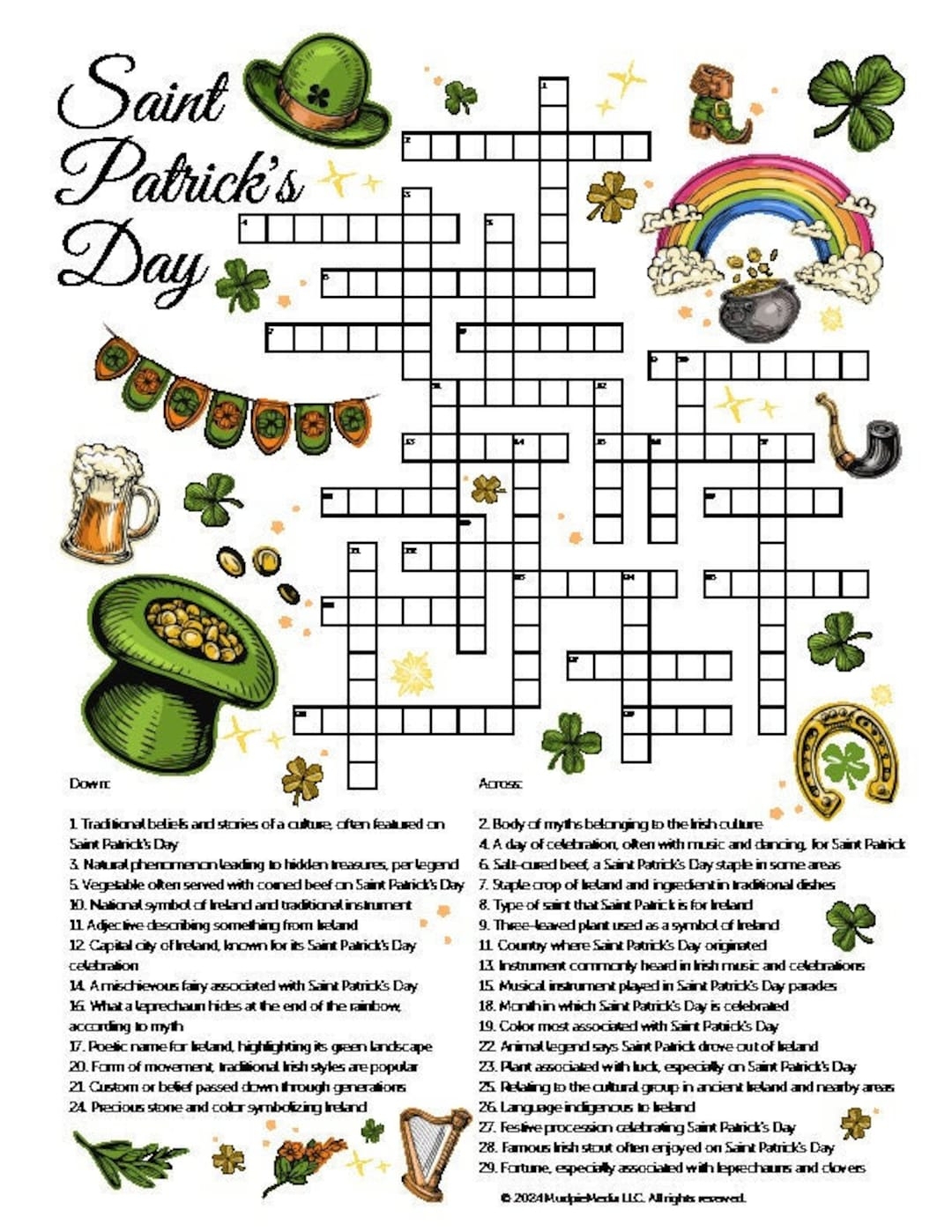 Ultimate St Patrick s Day Crossword Adventure Unravel Irish Legends And Celebrate Tradition Perfect For Celebrations Etsy UK