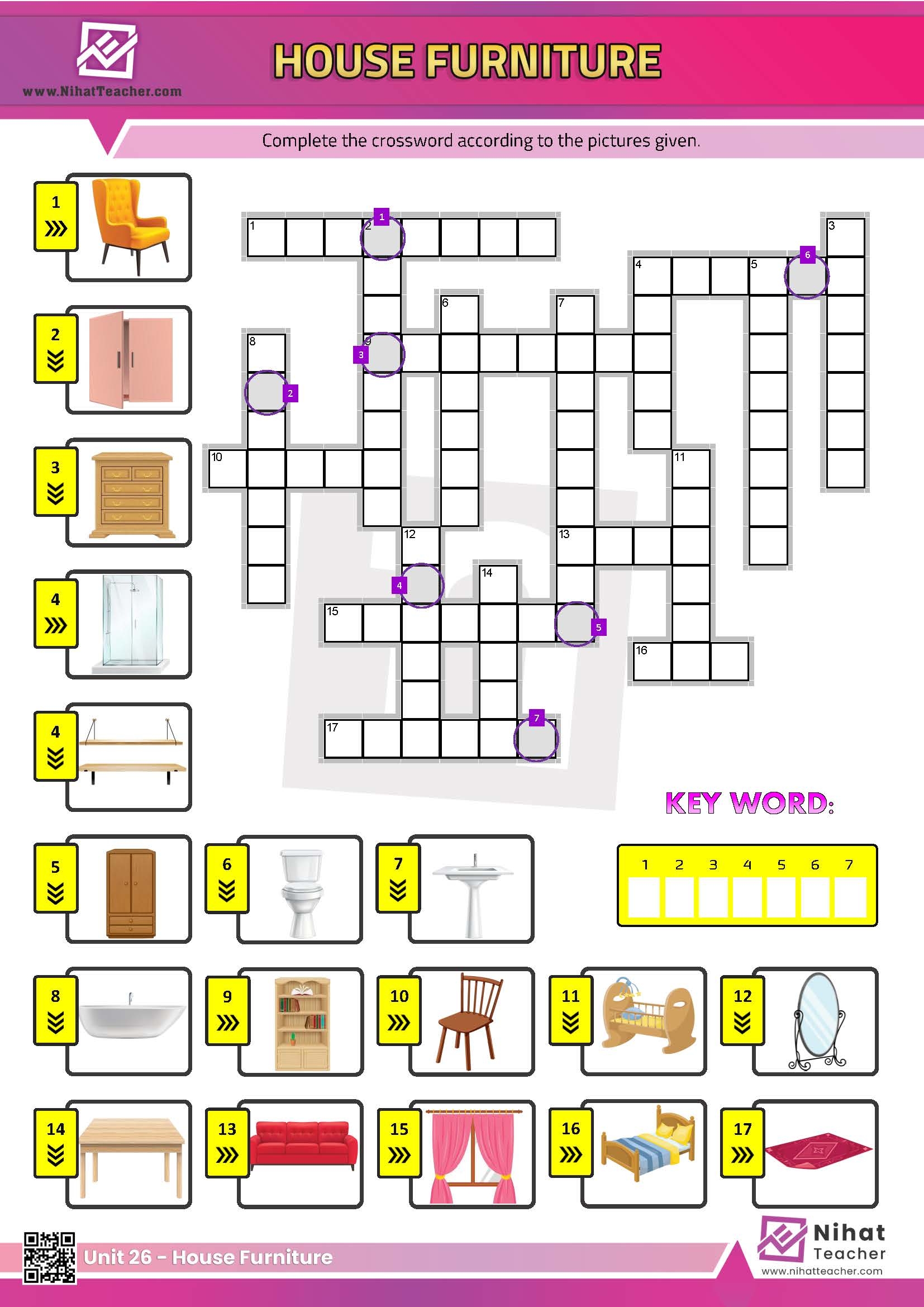 Unit 26 House Furniture Crossword Free English Learning And 