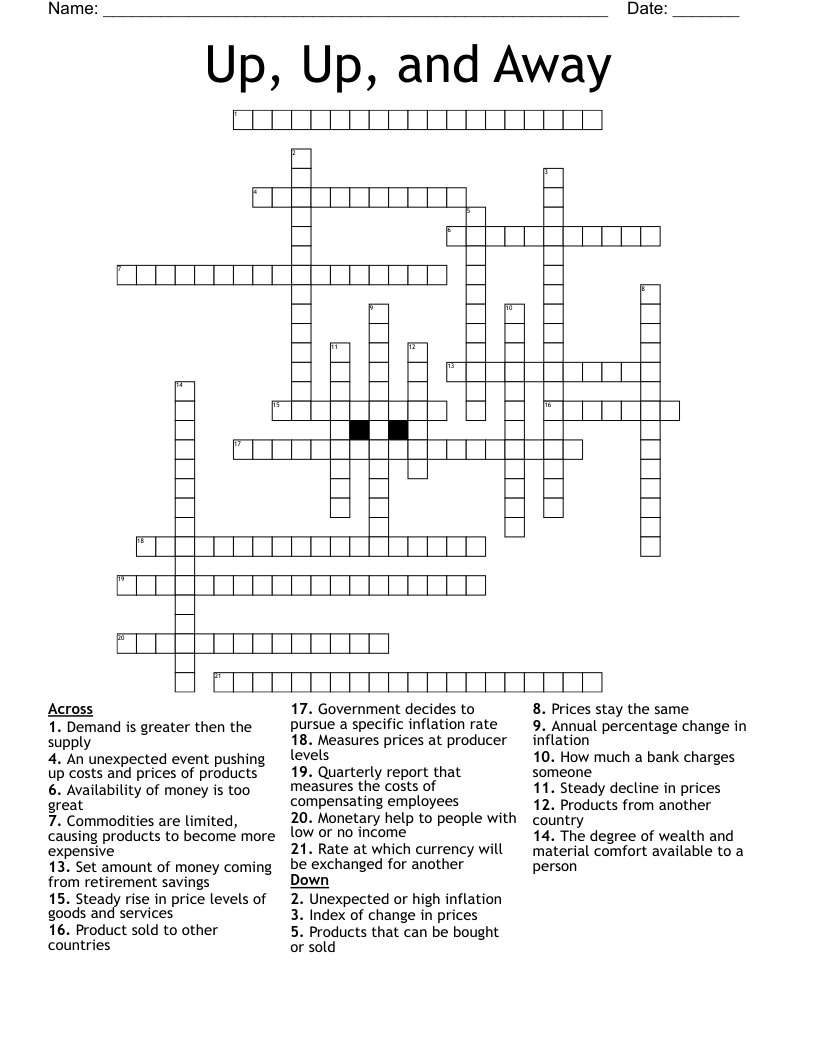 Up Up And Away Crossword WordMint