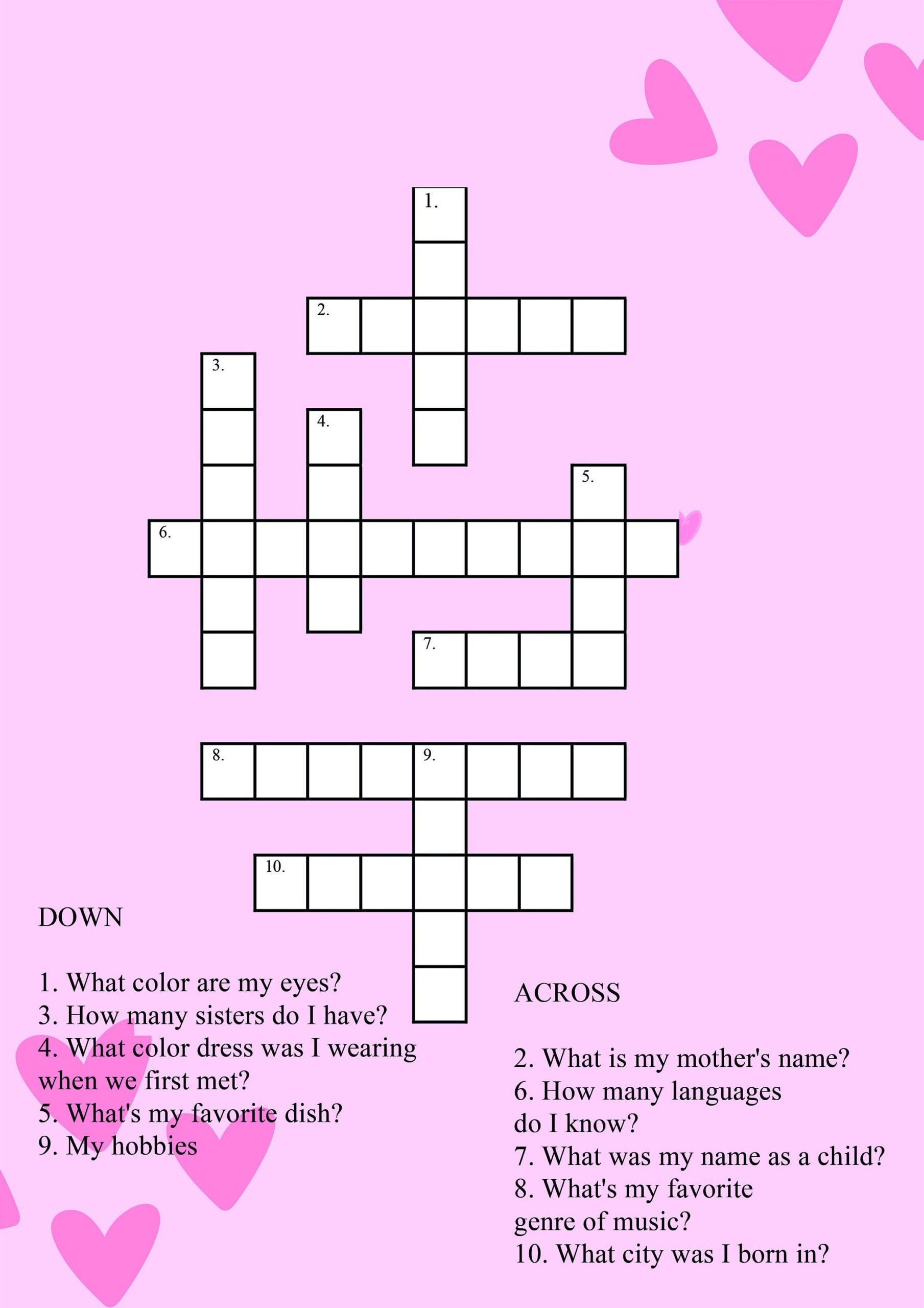Valentine Crossword Puzzle Printable Crossword Puzzle For 