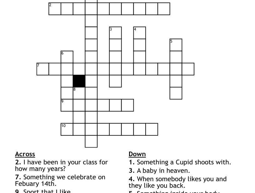 Valentines Day Crossword Puzzel WordMint