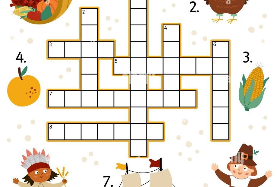 Vector Thanksgiving Crossword Puzzle For Kids Simple Autumn Quiz With Traditional Symbols For Children Educational Activity With Turkey Pilgrim Pu Stock Vector Image U0026 Art Alamy