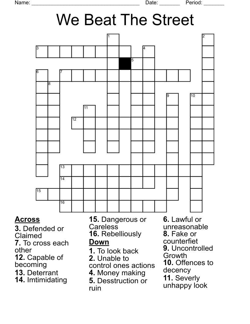 We Beat The Street Crossword WordMint