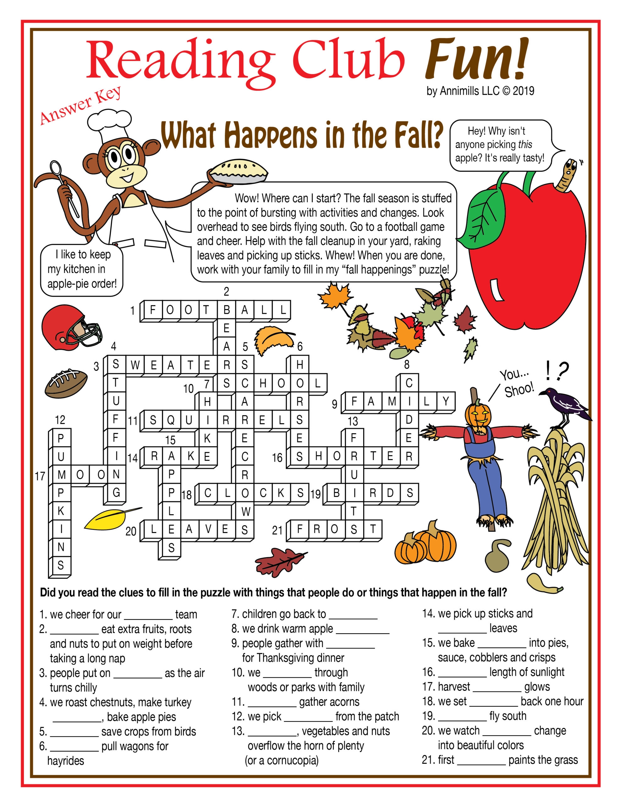 What Happens In The Fall Printable Crossword Puzzle Made By Teachers