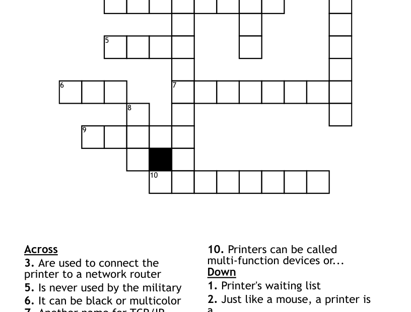 Working With Printers Crossword WordMint