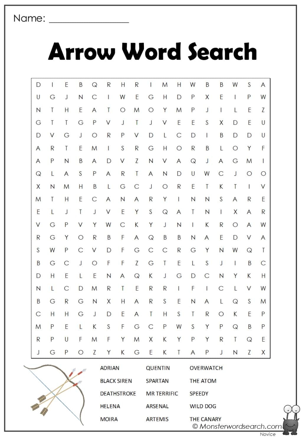 Arrow Word Search Monster Word Search