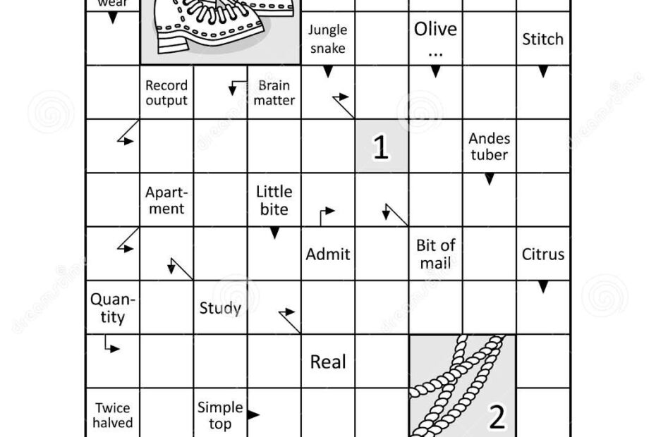 Arrowword Clues in squares Crossword Puzzle With Picture Clues Stock Vector Illustration Of Leisure Arrowwords 200409204