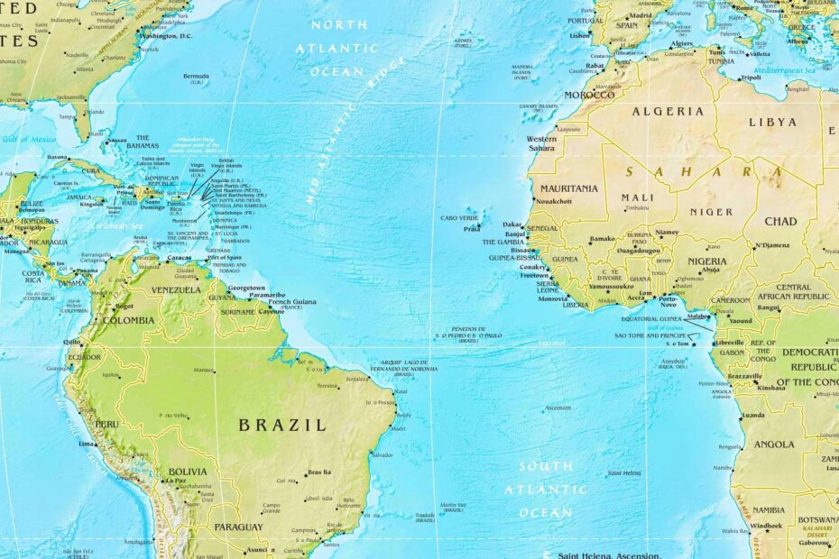 Atlantic Ocean Physical Map